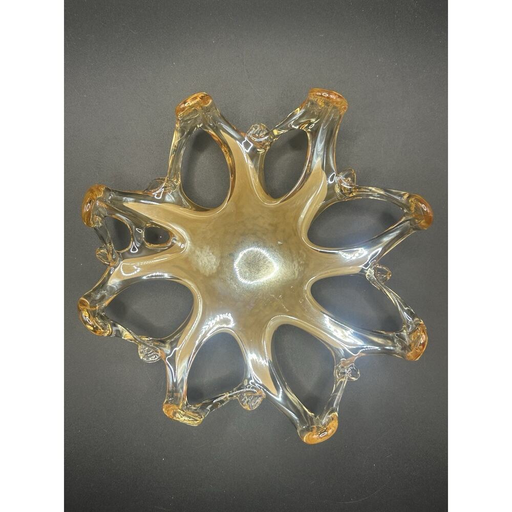 Mid-Century Modern Murano Art Glass Starburst Bowl 7.5” Vintage
